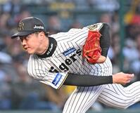 ８回１失点と好投した阪神の才木（撮影・大田将之）