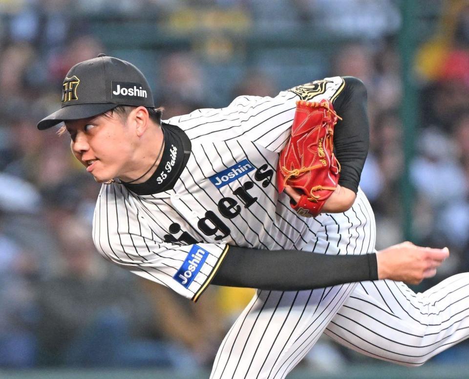 ８回１失点と好投した阪神の才木（撮影・大田将之）