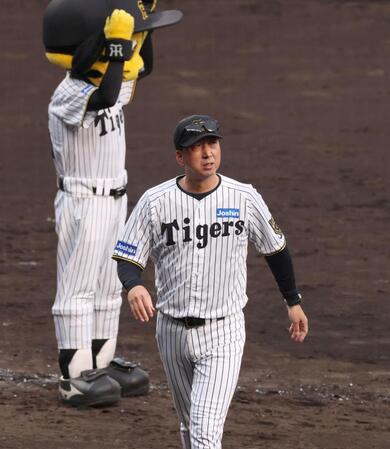 　中日に敗れ足早にグラウンドを引き揚げる藤川監督（撮影・北村雅宏）