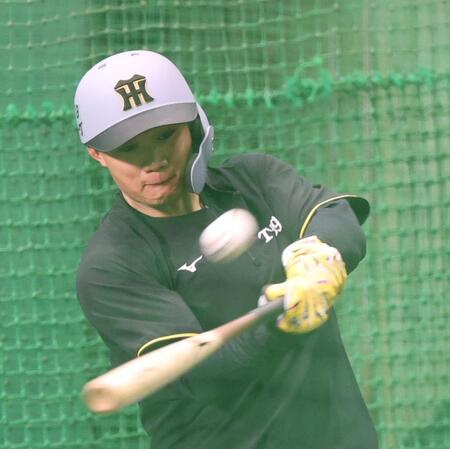 　打撃練習をする森下（撮影・中田匡峻）