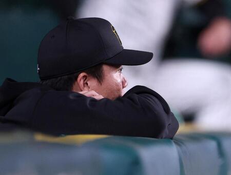 　７回、戦況を見つめる村上（撮影・中田匡峻）