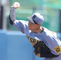 　制球に苦しみながらも５回を無失点に抑え、勝利投手となった早川（撮影・坂部計介）