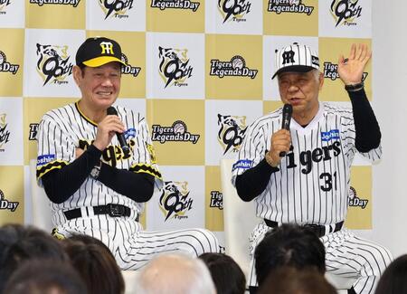 　トークショーで盛り上がる田淵幸一氏（左）と掛布雅之氏（撮影・山口登）