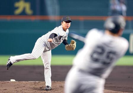 　２回、岡本を中飛に打ち取る（撮影・山口登）