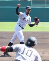 　１回、甲斐から空振り三振を奪うデュプランティエ（撮影・立川洋一郎）