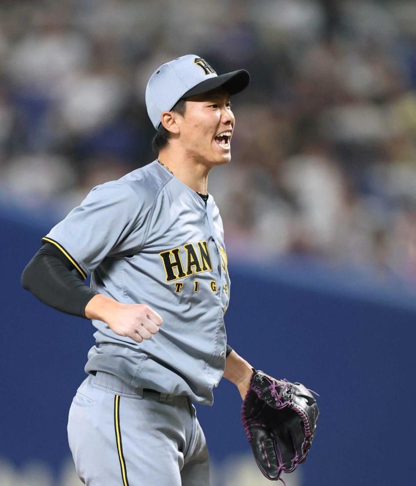 　７回、声を上げる湯浅（撮影・中田匡峻）