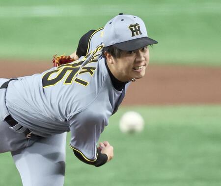 　先発し、投げ込む才木（撮影・田中太一）