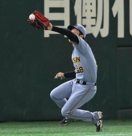 　３回、泉口の打球を好捕する中川（撮影・堀内翔）