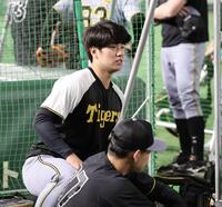 　１軍に合流した石黒（撮影・田中太一）