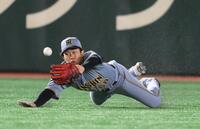 　２回、長野の打球を好捕する中川（撮影・堀内翔）