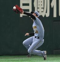 　３回、泉口の打球を好捕する中川（撮影・堀内翔）