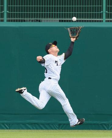 　３回、増田の打球を背走して捕球する福島（撮影・北村雅宏）