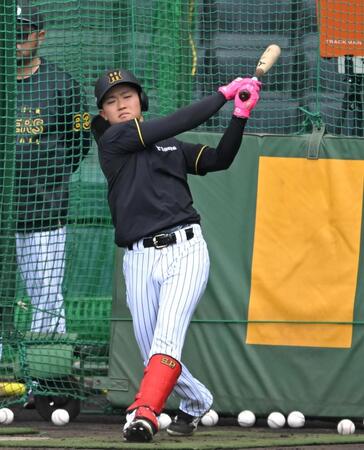 　打撃練習する中川（撮影・飯室逸平）