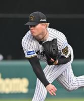 　８回、３番手で登板するネルソン（撮影・西田忠信）