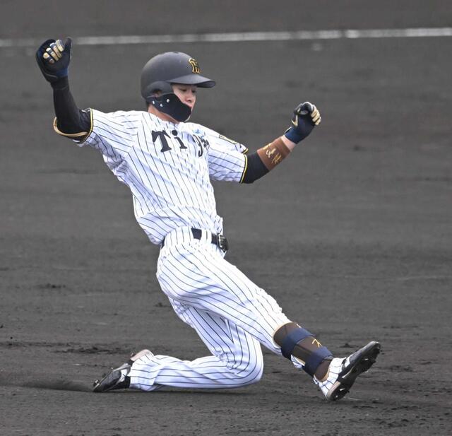 阪神・中野 高橋宏キラーだ！今季5の5 好走塁にマルチ、犠打も