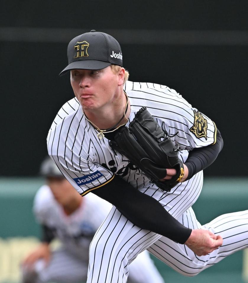 　８回、３番手で登板するネルソン（撮影・西田忠信）