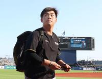 　練習を終え、引き揚げる桐敷（撮影・田中太一）