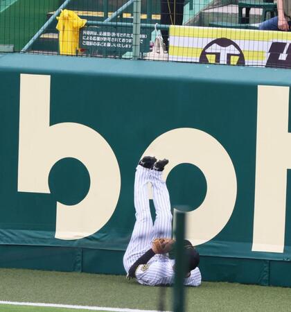 　４回、坂倉の打球を好捕する右翼手・森下（撮影・立川洋一郎）