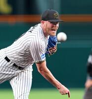 　巨人打線を相手に力投するビーズリー（撮影・立川洋一郎）