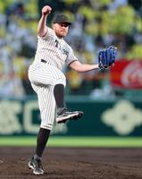 　巨人打線を相手に力投するビーズリー（撮影・立川洋一郎）