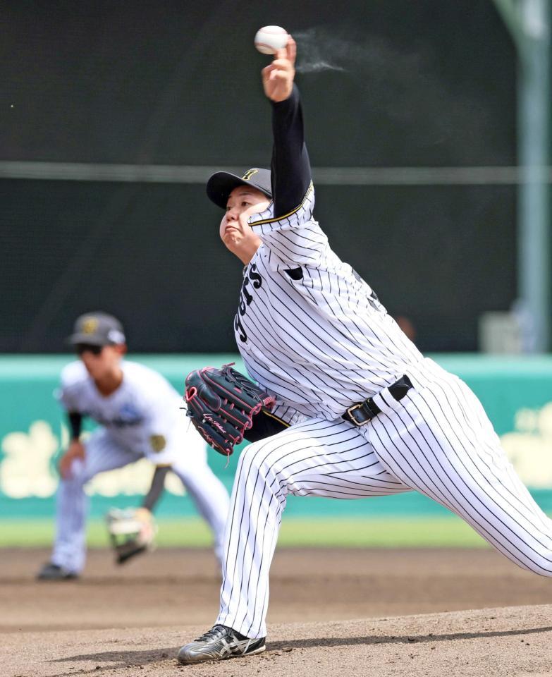 　オリックス打線を相手に力投する門別（撮影・立川洋一郎）