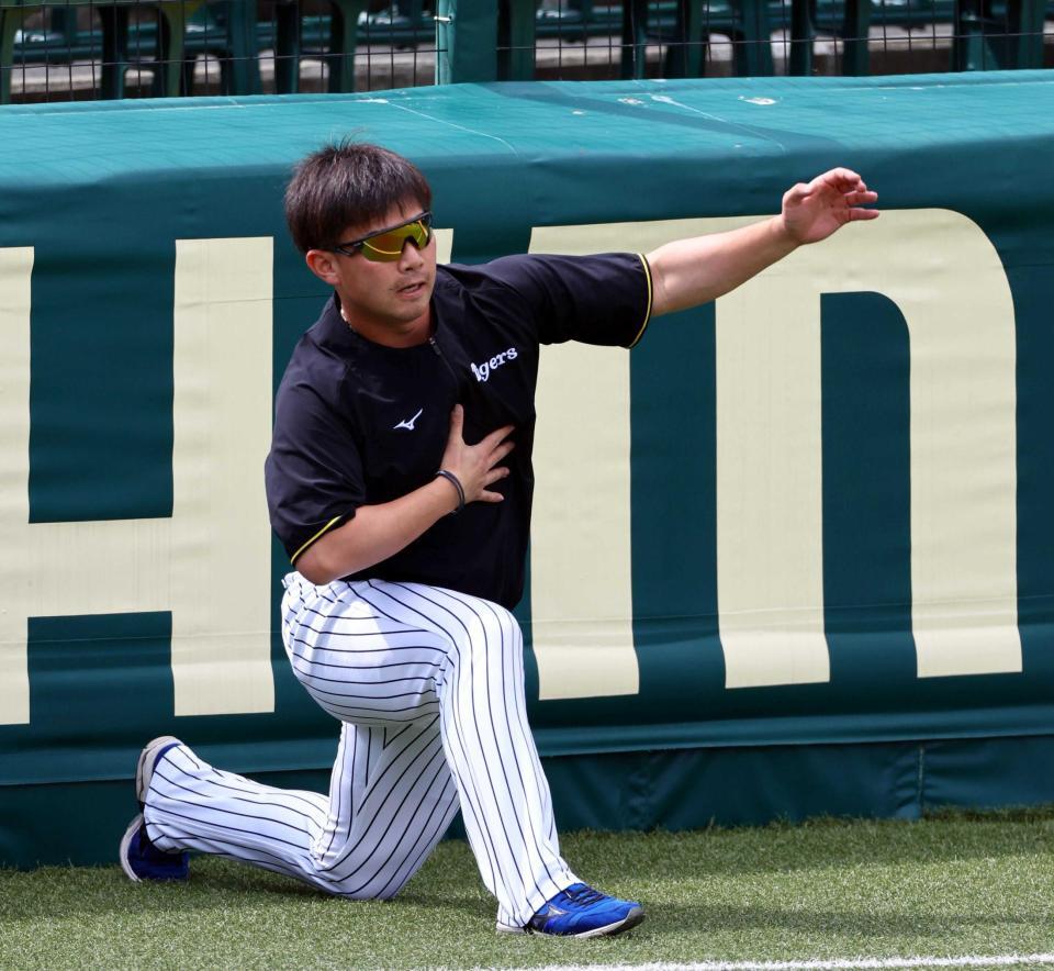 　トレーニングする桐敷（撮影・山口登）