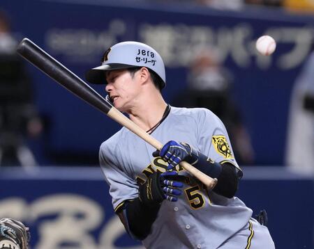 　７回、死球を受ける中野（撮影・北村雅宏）