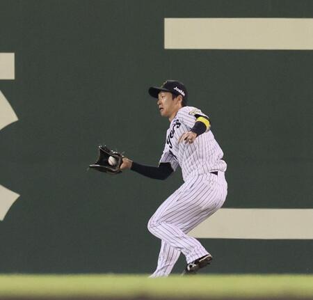 　７回、牧の打球を好捕する中堅手・近本（撮影・立川洋一郎）