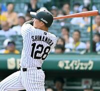 　７回、犠飛を放つ嶋村（撮影・西田忠信）