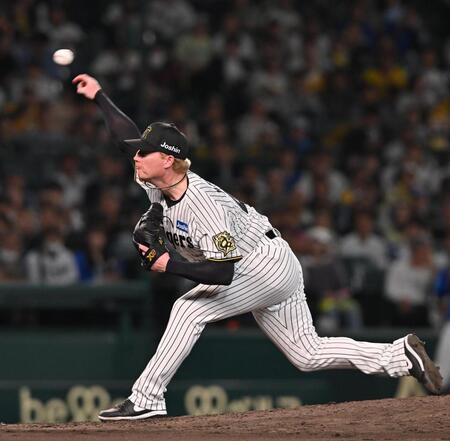 　６回から２番手で登板するネルソン（撮影・西田忠信）