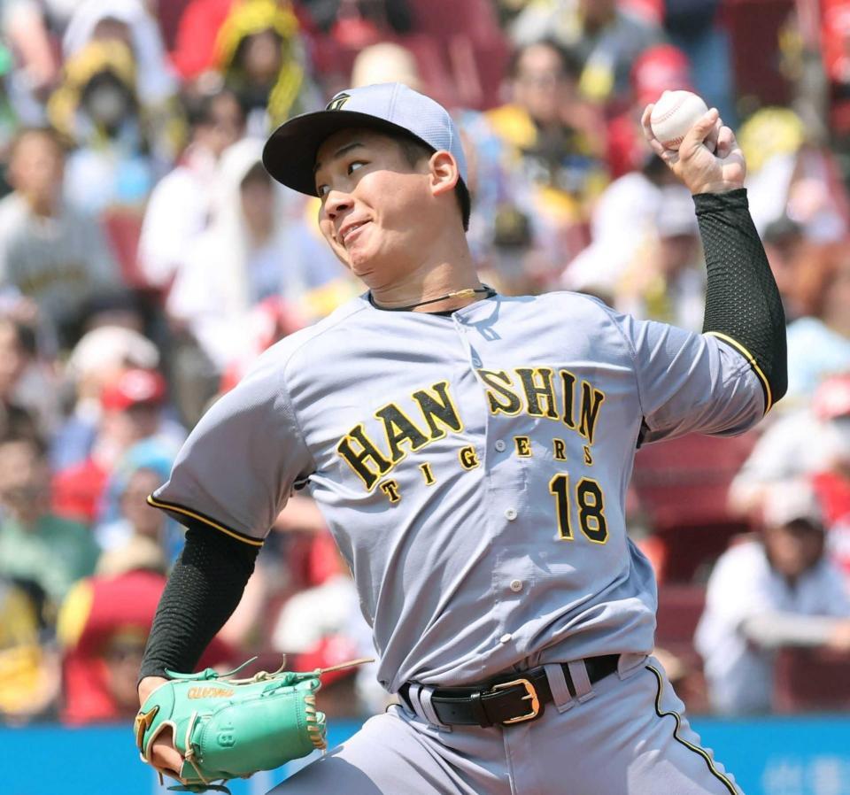 　先発し、力投する伊原（撮影・市尻達拡）