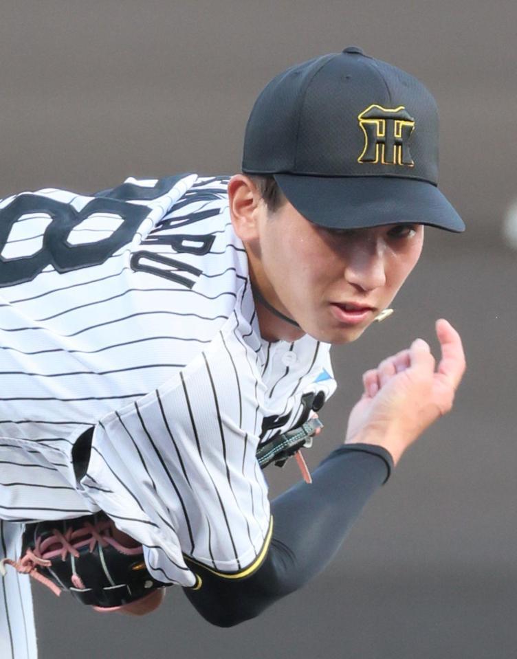 　くふうハヤテ打線を相手に力投する今朝丸（撮影・立川洋一郎）