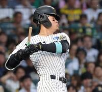　２回、バットを折られて三飛に倒れる佐藤輝（撮影・北村雅宏）