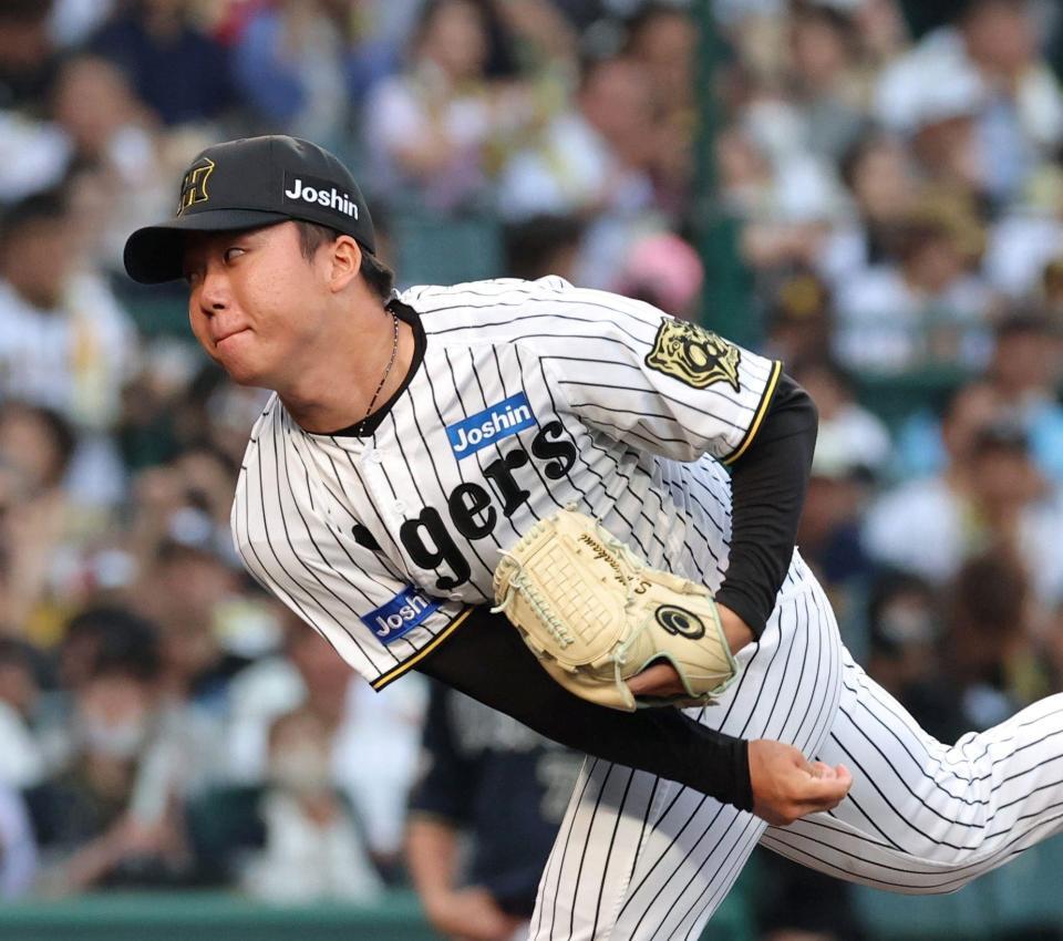 　先発し力投する村上（撮影・北村雅宏）