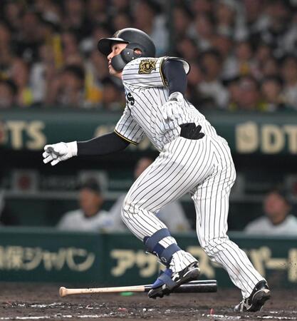 　８回、３ランを放つ坂本（撮影・飯室逸平）