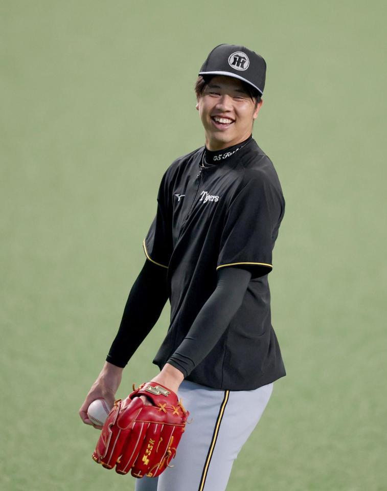 先発に向け調整する才木（撮影・金田祐二）