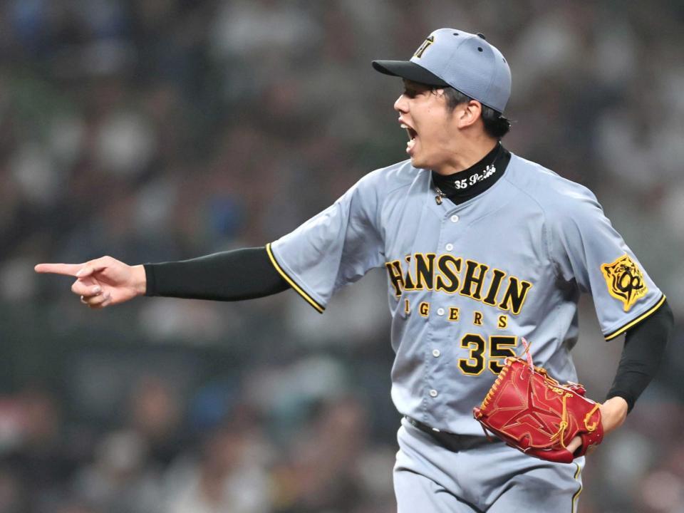 　４回、平沼を三振に仕留める才木（撮影・田中太一）