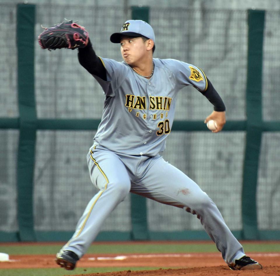 　力投する門別（撮影・河西俊輔）