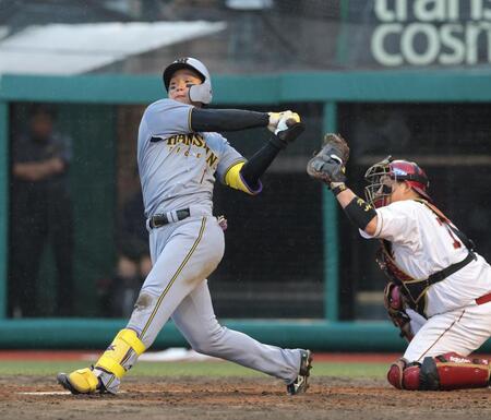 　８回、空振り三振に倒れる森下（撮影・西岡正）