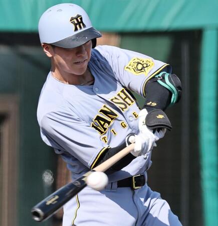 　７回、右前へ安打を放つ豊田（撮影・田中太一）