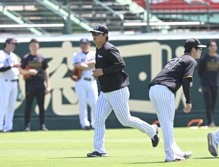 　１軍に合流し、練習する前川