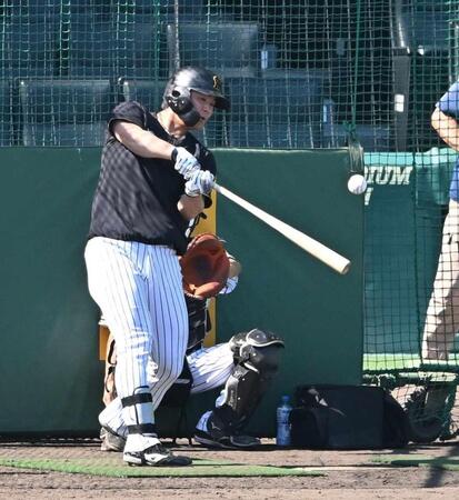 　打撃練習する前川（撮影・西田忠信）