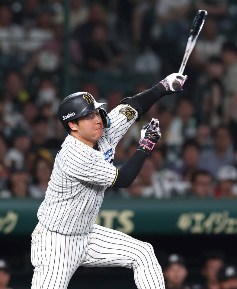 　９回、空振り三振に倒れる大山（撮影・北村雅宏）