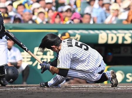 　６回、頭部死球を受け倒れ込む中野（撮影・西田忠信）