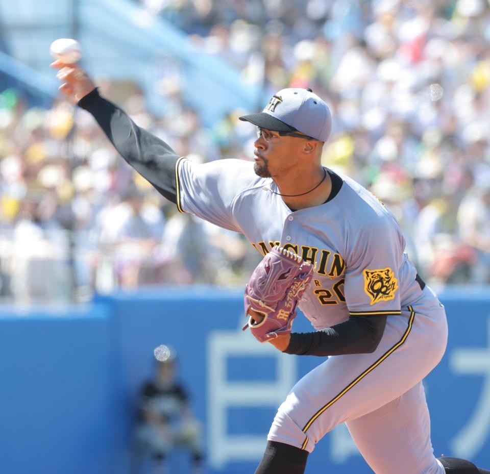 　ヤクルト戦に登板し力投するデュプランティエ（撮影・西岡正）