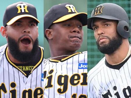 　（左から）阪神・ホセ・ベタンセス、アンソニー・マルティネス、スタンリー・コンスエグラ