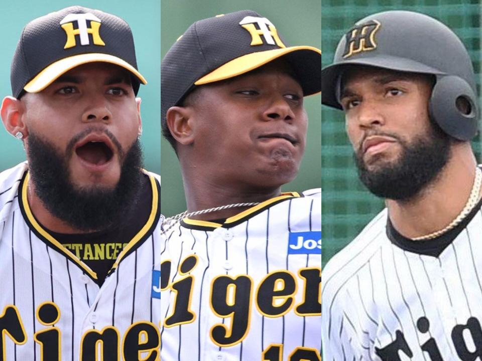 　（左から）阪神・ホセ・ベタンセス、アンソニー・マルティネス、スタンリー・コンスエグラ