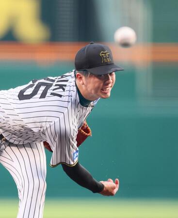 　巨人打線を相手に力投する才木（撮影・立川洋一郎）