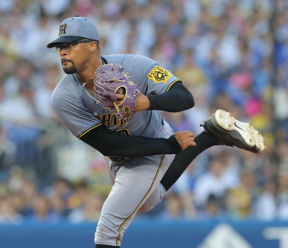 　ＤｅＮＡ戦に先発し力投するデュプランティエ（撮影・西岡正）