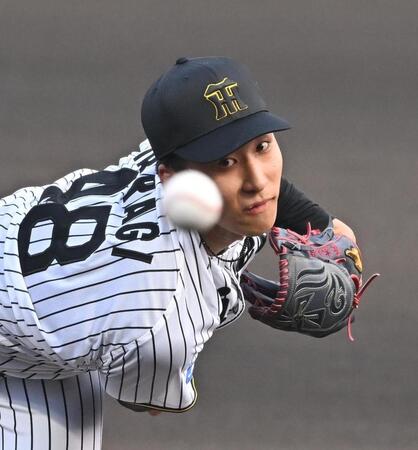 　今季初先発で力投する茨木（撮影・西田忠信）